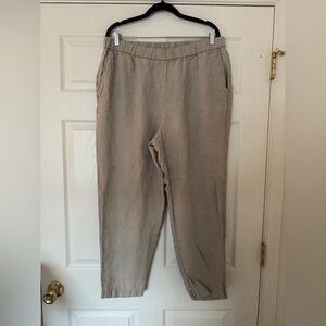 Eileen Fisher Organic Linen Pull On Pants XL Elastic Waist